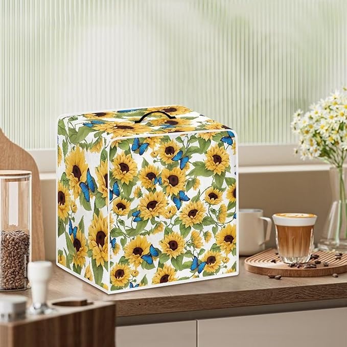 Mumeson Blue Butterfly Sunflower Coffee Maker Cover - Image 6
