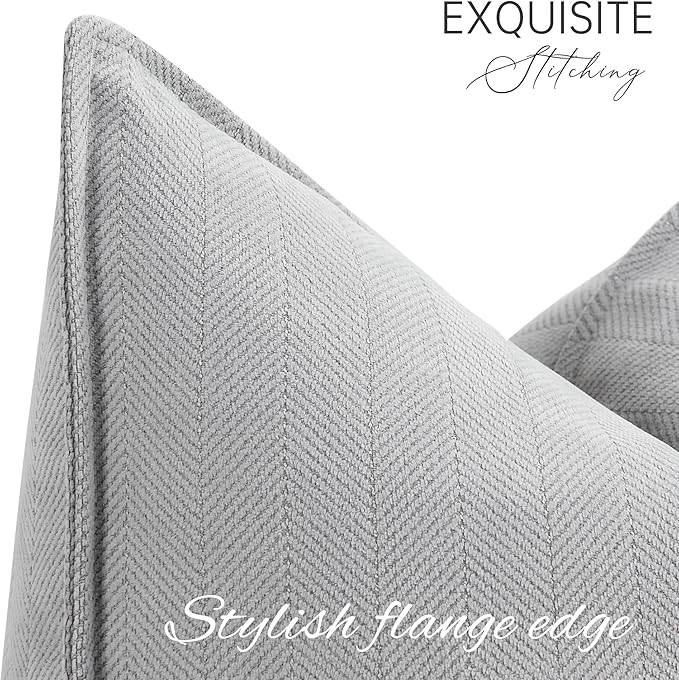 ZWJD Light Gray Pillow Covers 20x20 Set of 2 Chenille Throw Pillow Covers - Image 2
