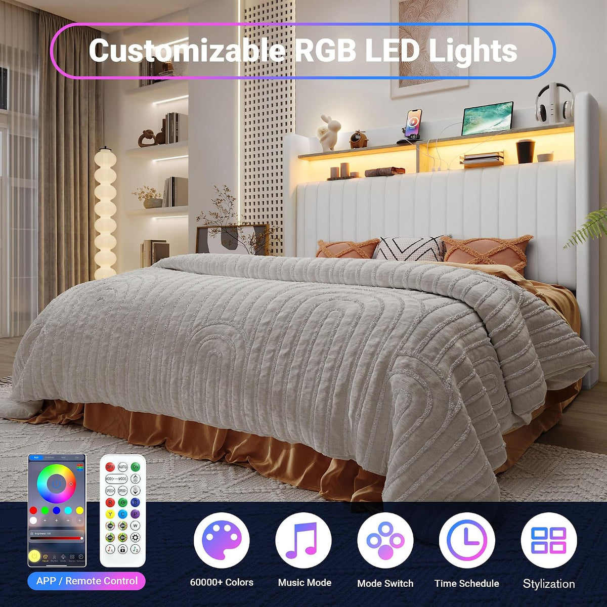 allewie full size lift up storage led bed showing dimensions