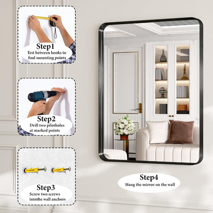 30x36 inch black metal framed bathroom mirror for, view 9