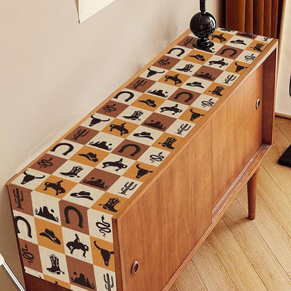 Western Cowboy Table Runner, Rustic Country Cowboy American Wild West Cowboy - Image 3