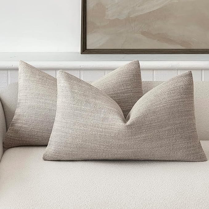 Foindtower Set of 2 Decorative Textured Burlap Linen Throw Pillow Covers by Foindtower