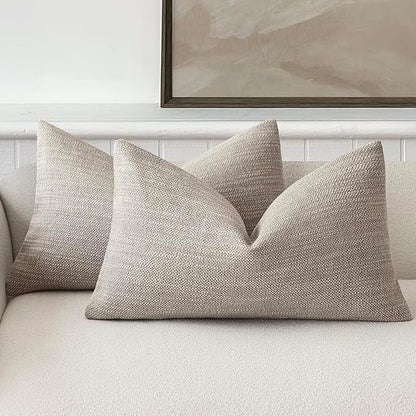 Foindtower Set of 2 Decorative Textured Burlap Linen Throw Pillow Covers by Foindtower