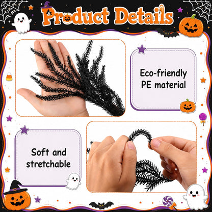 2 Pcs 6ft Black Halloween Norfolk Pine Garland,Vine Twig Mantle Decoration