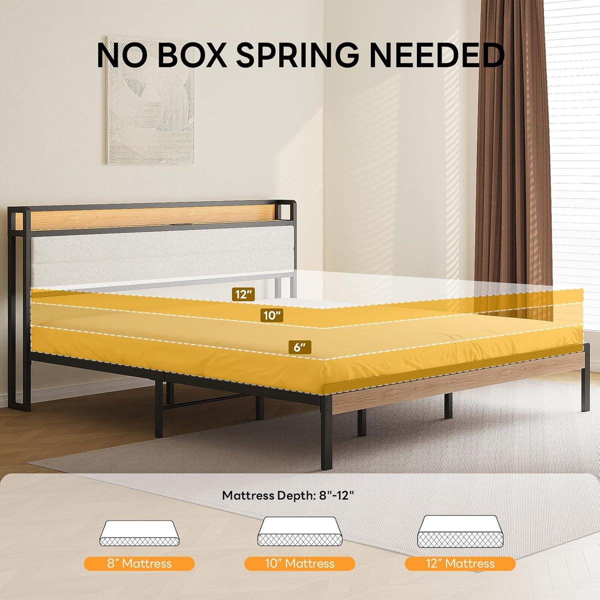 likimio king size bed frame with headboard, led, package contents