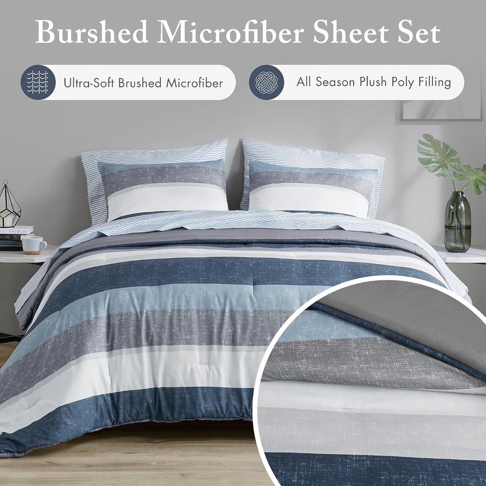 Madison Park Essentials Jaxon Bed in a Bag Comforter Set with Sheet, Printed ...