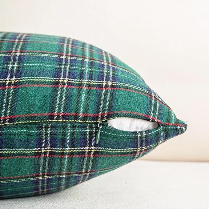 AQOTHES Pack of 2 Christmas Plaid Decorative Throw Pillow Covers Scottish - Image 5