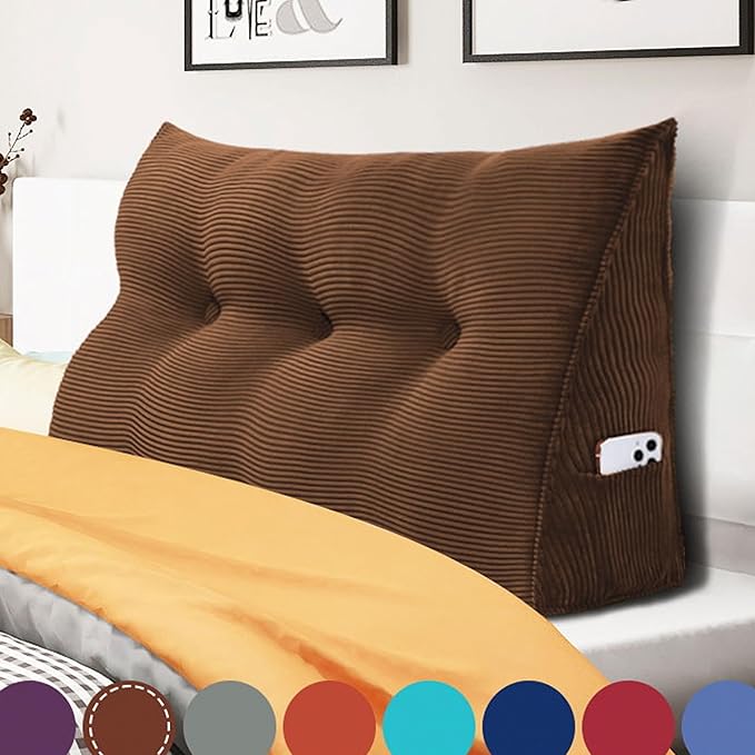 WOWMAX 100% Cotton Corduroy Headboard Pillow – Twin Size Back Support Reading by WOWMAX