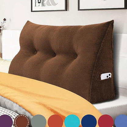 WOWMAX 100% Cotton Corduroy Headboard Pillow – Twin Size Back Support Reading by WOWMAX