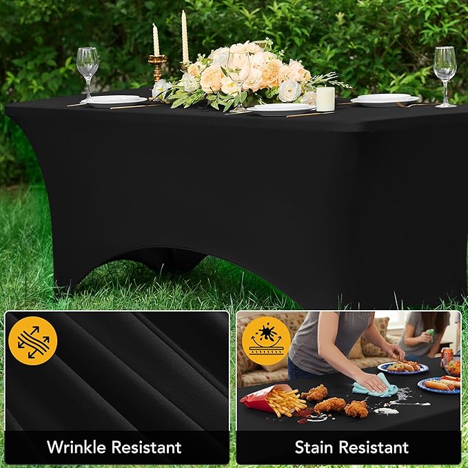 8-Pack Premium Black Spandex Tablecloths - Image 4