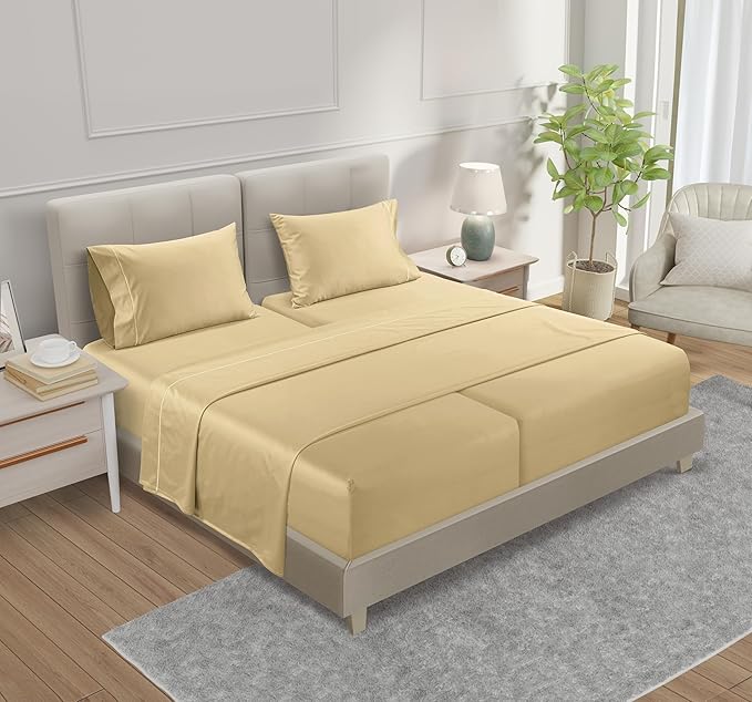 100% Cotton 800 Thread Count Breathable Split King Bed Sheets, Soft & Comfy by CHATEAUHOMECOLLECTION