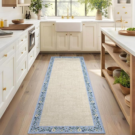 GarveeHome Entryway Rug 2x6 Modern Bordered Runner Rug Washable Kitchen Runners by GarveeHome