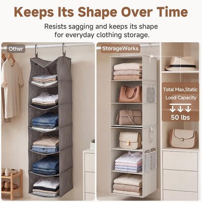 storageworks hanging closet organizer, 6-shelf with 2-in-1 design, package contents