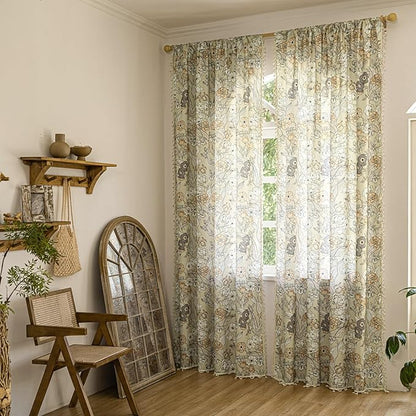 ENJOYBRIDAL Floral Curtains 63 Inches Long 2 Panels Set Bedroom Farmhouse by ENJOYBRIDAL