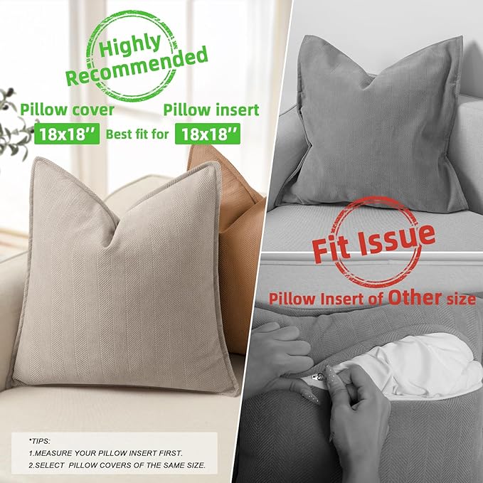 ZWJD Gray Pillow Covers 18x18 Set of 2 Chenille Pillow Covers - Image 3