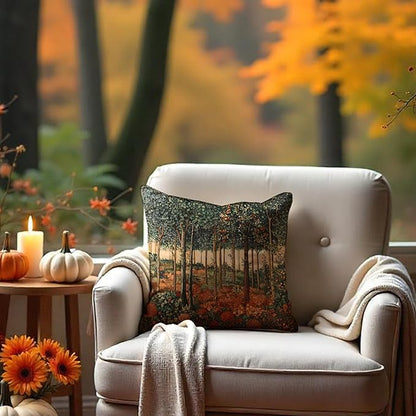 Rustic William Morris Inspired Autumn Forest Decor Throw Pillow Covers 18x18 - Image 5