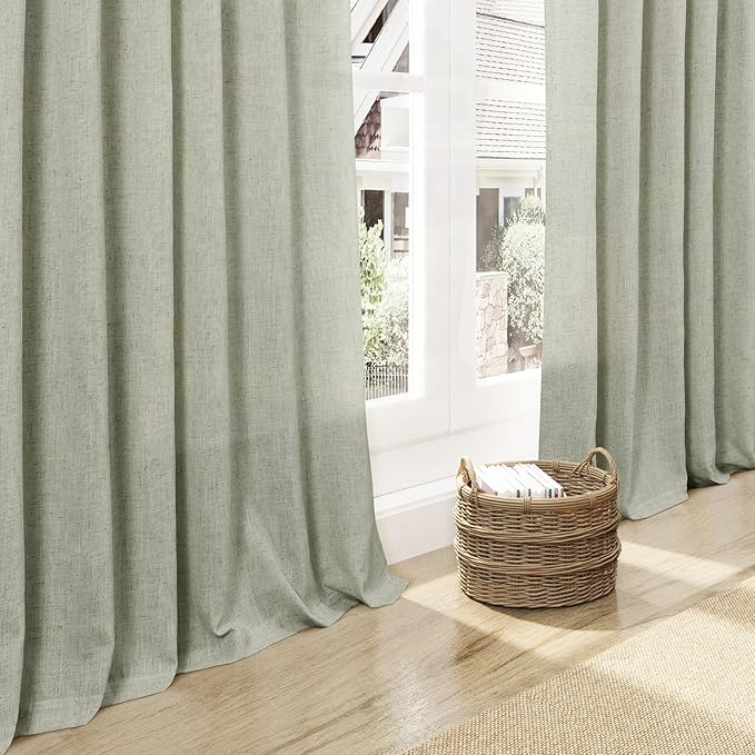 Nanspring Sage Green Curtains 92 Inch Length 2 Panels Back Tab Pocket Light - Image 7