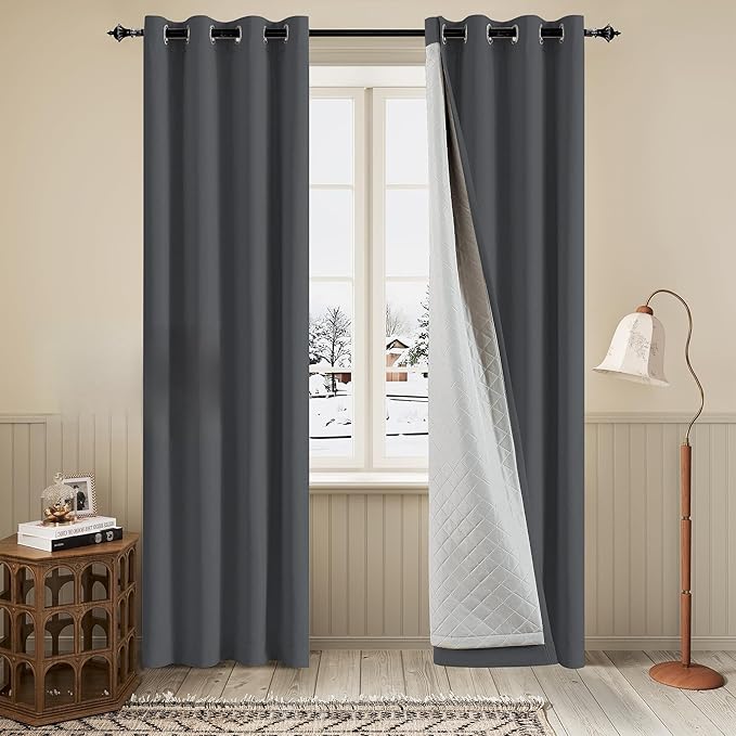 3-in-1 Thermal Winter Room Divider Curtains Total Blackout Soundproof Grommet by OYRING