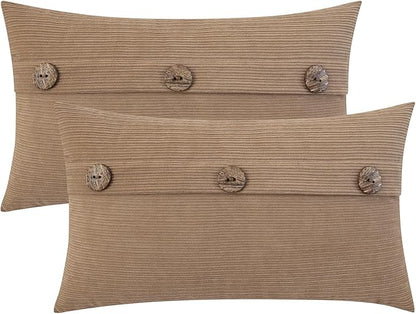HWY 50 Taupe Chenille Throw Pillow Covers 12x20 Inch by HWY50
