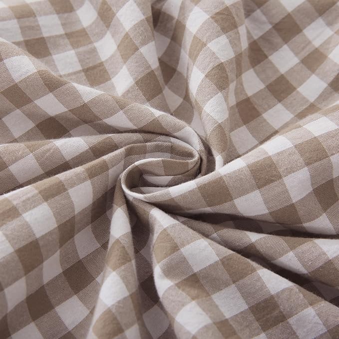 Taupe Plaid Ruffle Decorative Throw Pillow Covers - Image 3