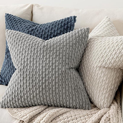 MIULEE Pack of 2 Decorative Throw Pillow Covers 22x22 Inch Soft Boho Striped - Image 6