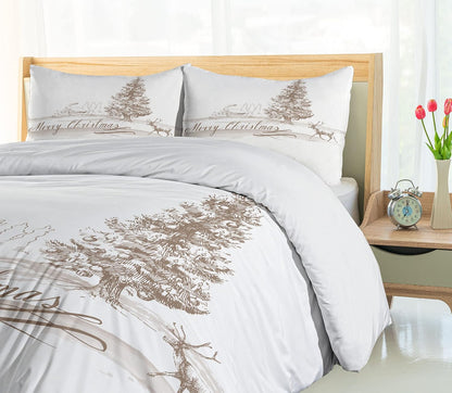 ambesonne christmas duvet cover set, romantic vintage new, side view