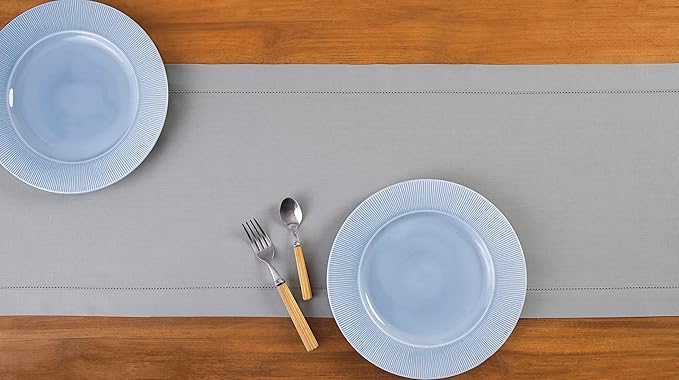 Solino Home Light Grey Table Runner 108 Inches Long - Image 3