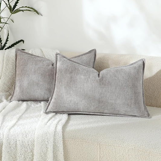 Stellhome Lumbar Chenille Throw Pillow Covers Set of 2 Super Soft Textured by Stellhome