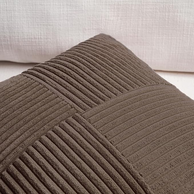 Fancy Homi 2 Packs Dark Brown Decorative Throw Pillow Covers 12x12 Inch - Image 3