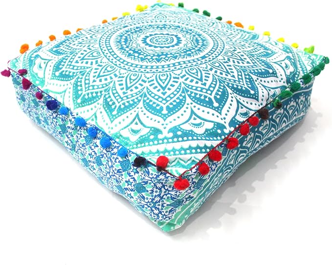 CRAFT KALA Green Ombre Large Hippie Mandala Meditation Floor Ottoman Pillow - Image 5