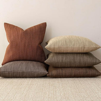 Foindtower Set of 2 Decorative Textured Burlap Linen Throw Pillow Covers - Image 6