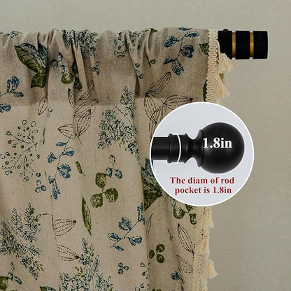 ENJOYBRIDAL Leaf Curtains 96 Inch Length 2 Panels Tassel Boho Semi Sheer Drapes - Image 2