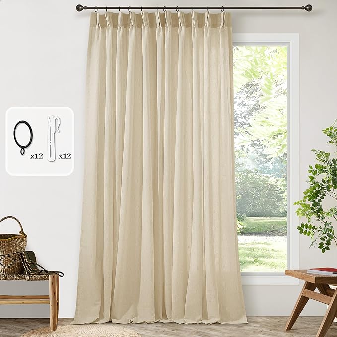 Beige Pinch Pleat Linen Curtains - Image 2