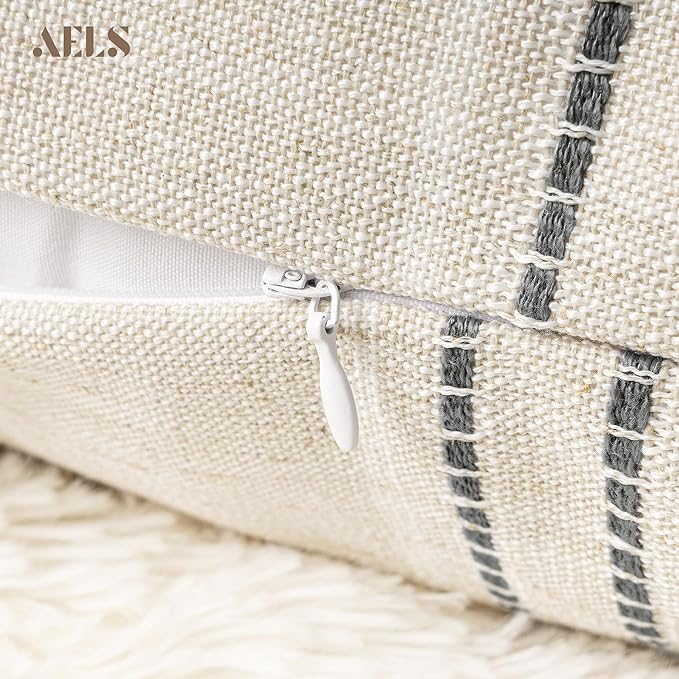 AELS 14x36 Decorative Lumbar Throw Pillow Covers, Farmhouse Linen Textured Long - Image 4