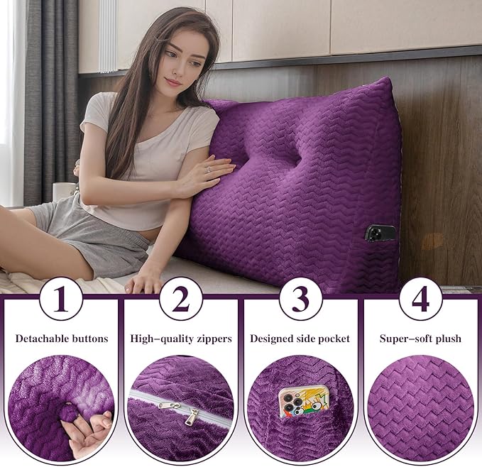 Large Bolster Triangular Headboard Wedge Backrest Positioning Support Bed Rest - Image 3