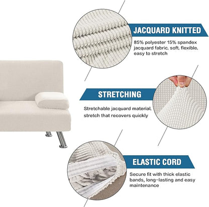 H.VERSAILTEX 4 Pieces Stretch Futon Covers Sofa Bed Slipcover - Image 4