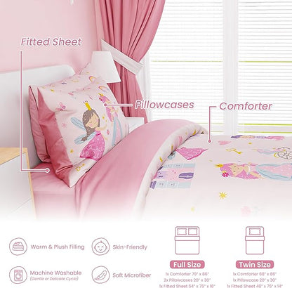 SANDJEST Princess Comforter Set Twin Size 68x86in - Image 3