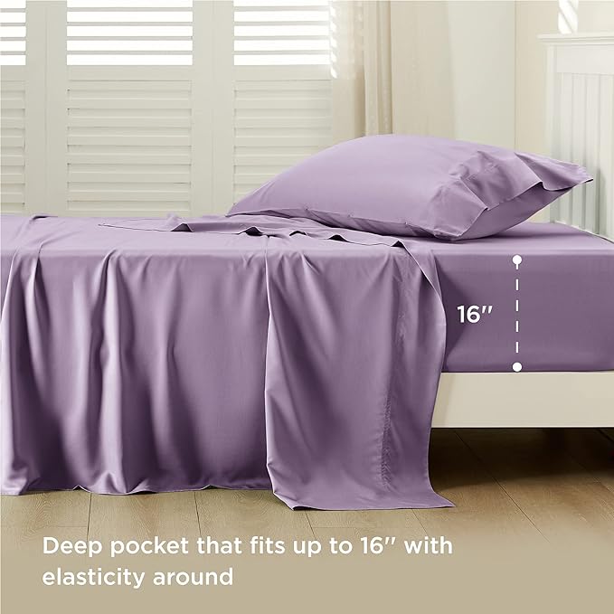 Bedsure Cooling Sheets Twin, Rayon Derived from Bamboo, Breathable & Soft Twin - Image 3