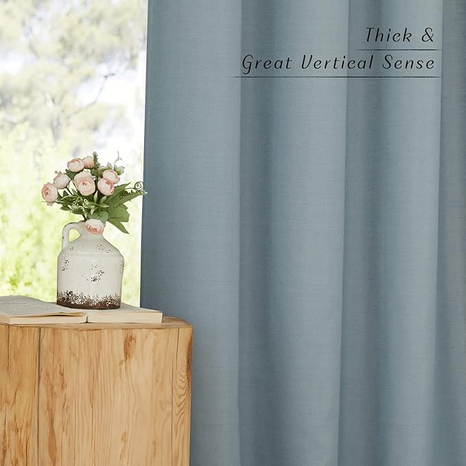 NICETOWN Stone Blue Short Linen Curtains - Image 5