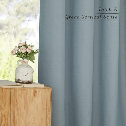 NICETOWN Stone Blue Short Linen Curtains - Image 5