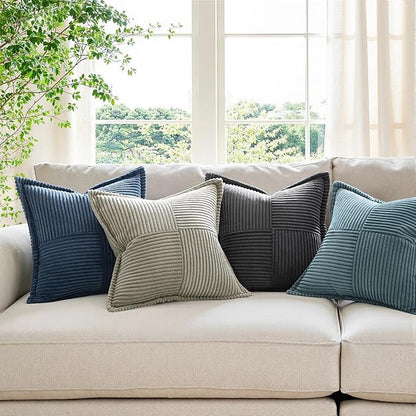 MIULEE Blue Corduroy Pillow Covers 16x16 Inch - Image 7