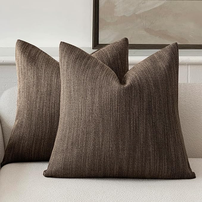 Foindtower Set of 2 Decorative Textured Burlap Linen Throw Pillow Covers by Foindtower
