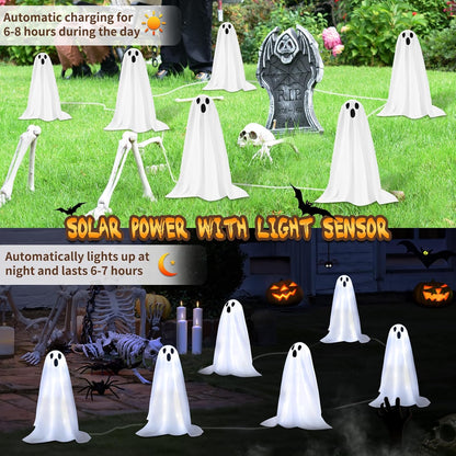 Halloween Decorations, 6 Pack Solar Ghost String Stake Lights 12.8 FT