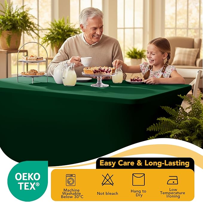 8-Pack Premium Hunter Green Spandex Tablecloths - Image 7