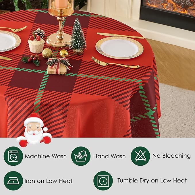 Christmas Tablecloth Round 60 Inch 1 Pack Waterproof, Machine Washable - Image 4