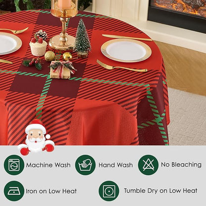Christmas Tablecloth Round 60 Inch 1 Pack Waterproof, Machine Washable - Image 4