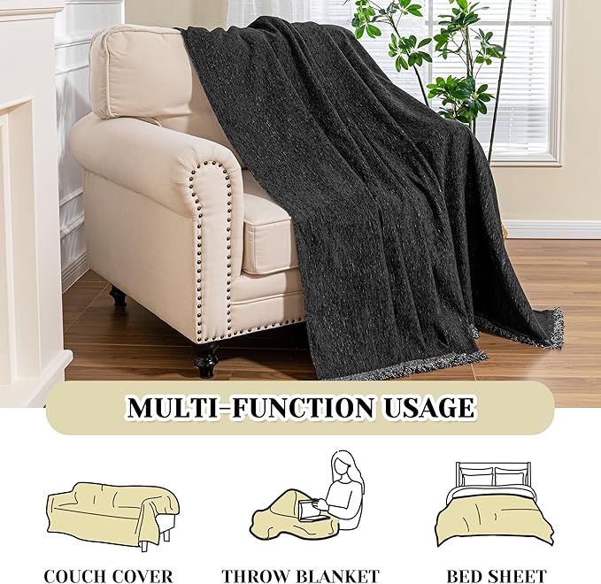 MEETSKY Black Oversized Chair Cover, Chenille Armchair Couch Cover - Image 7