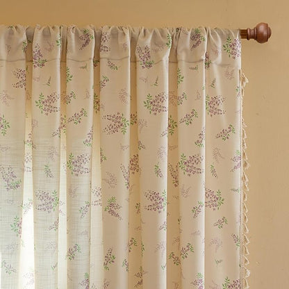 ENJOYBRIDAL Purple Floral 96 Inch Curtains - Image 2