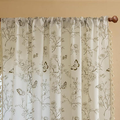 ENJOYBRIDAL Floral Curtains 63 Inch Length Boho Semi Sheer Drapes 2 Panels - Image 2
