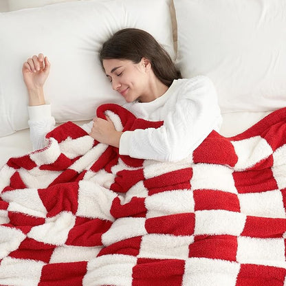 Snuggle Sac Faux Fur Checkered Blanket Twin Size - Image 4